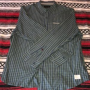Men’s Casual Button Down//Size XL//Blue/Green